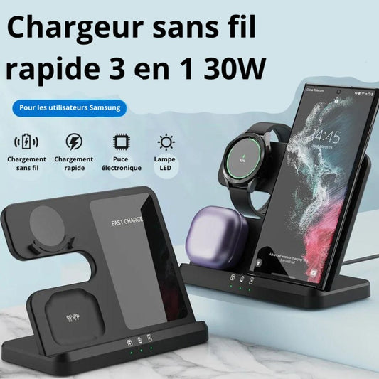 Chargeur sans fil Qi Magsafe rapide 3 en 1 Samsung